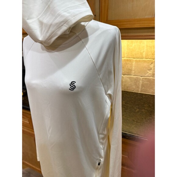 Saye L/S Coverup with Hood Size M Cream Tan NEW - Picture 2 of 7